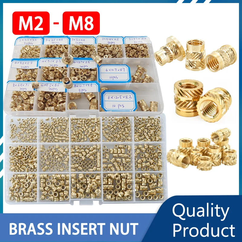 Brass Insert Nut Hot Melting Embedded Threaded Nuts heat Insertnut M2 M2.5 M3 M4 M5 M6 M8 Knurled Laptop 3D Printing Nut Kit