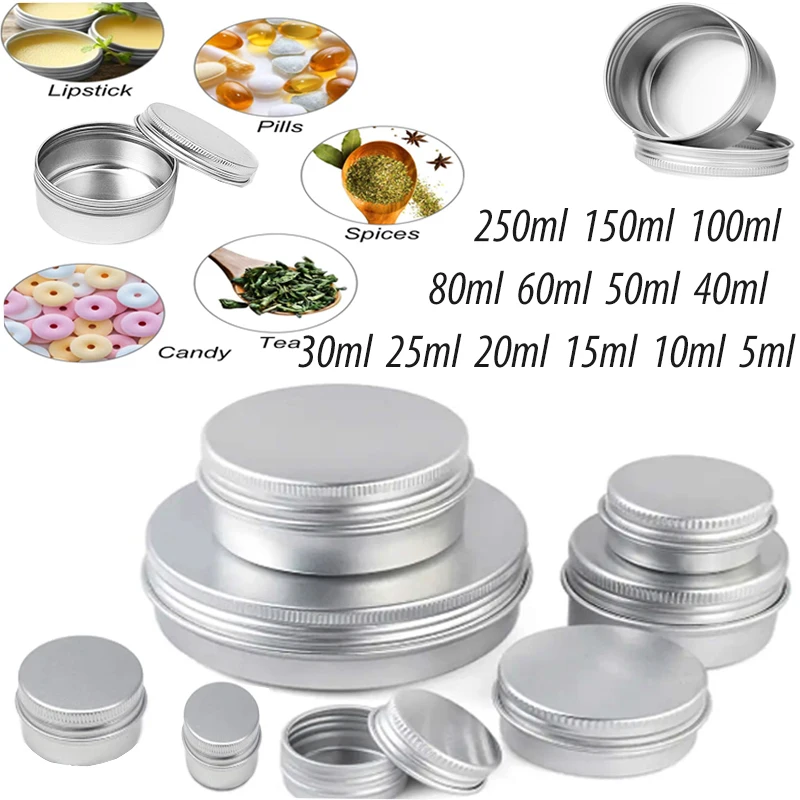 1/5/10pcs Portable Aluminum Cans Cosmetic Jewelry Replacement Storage Box Screw Cap Round Candle Spice Jar Jar Lid Container