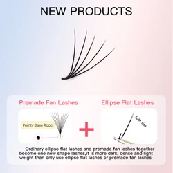 Super Black Premade Ellipse Flat Lashes Fans 3D 4D 5D 6D Flat Extension False Eyelashes Ellipse Flat Lash Soft Split Tips Makeup