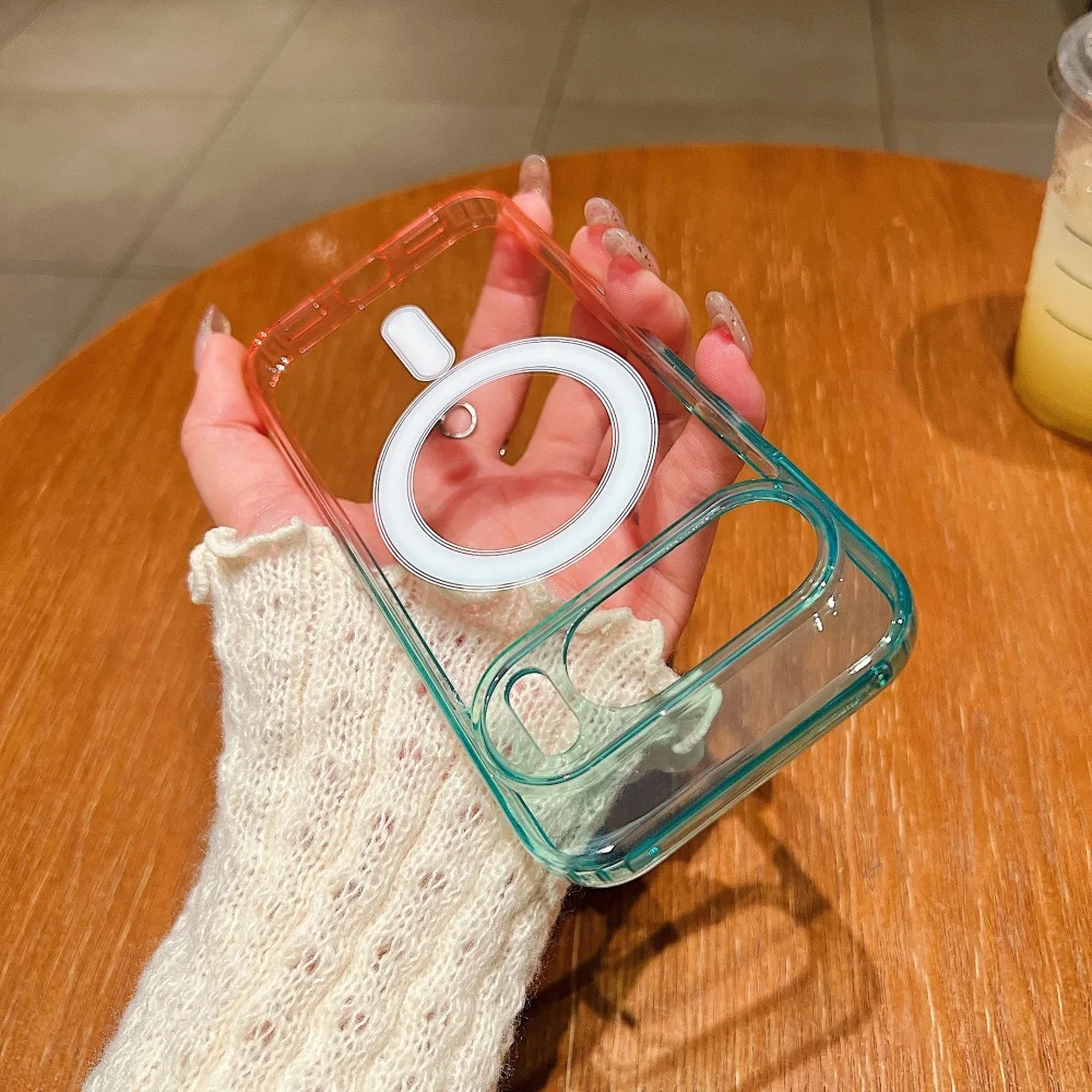 حافظة لهاتف جوجل بيكسل 10 برو متدرجة ملونة لهاتف ماجسيف حافظة هاتف مغناطيسية لهاتف جوجل بيكسل 10 غطاء شحن لاسلكي شفاف #5