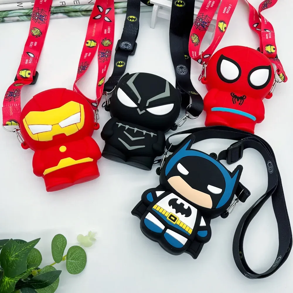 The Avengers Marvel Cartoon Cute Spider Man Trendy Cool Change Card Bag Iron Man Adjustable Strap Kids Crossbody Bag