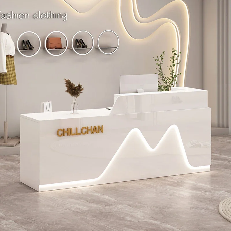 Unicycle Modern Minimalist Reception Desks Clothing Store Checkout Counter Light Luxury Office Furniture Beauty Salon Reception