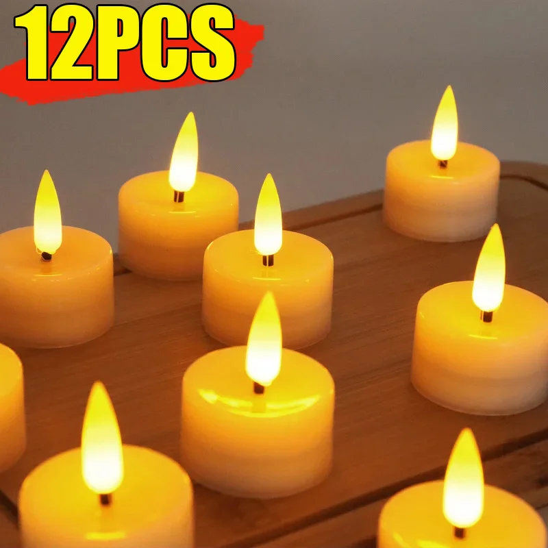 

12/1pcs LED Electronic Candles Flameless Flickering Candle Battery Powered Flashing Lights Home Garden Wedding Party Decor Lamps