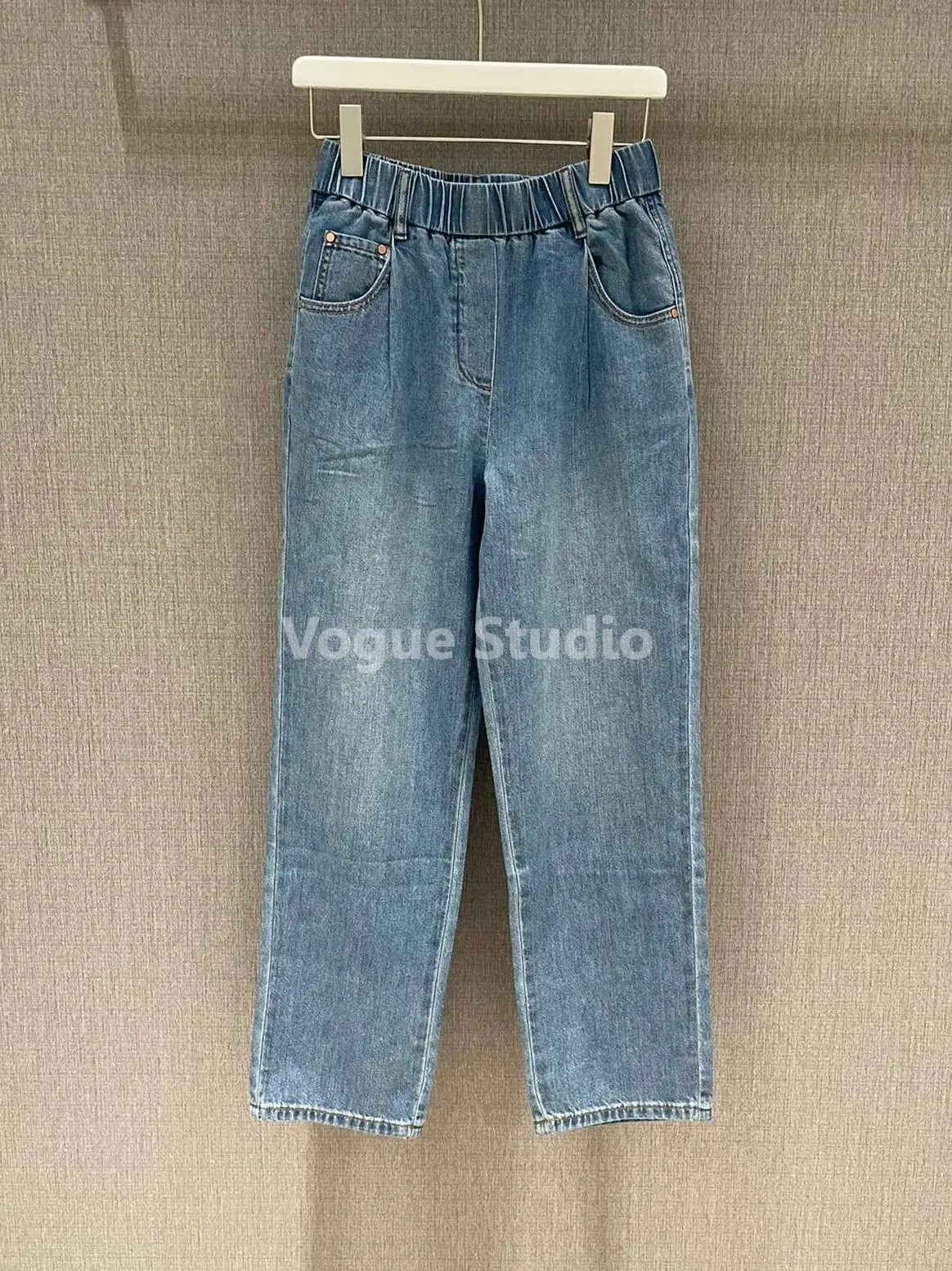 

Casual stretch denim elastic waist jeans