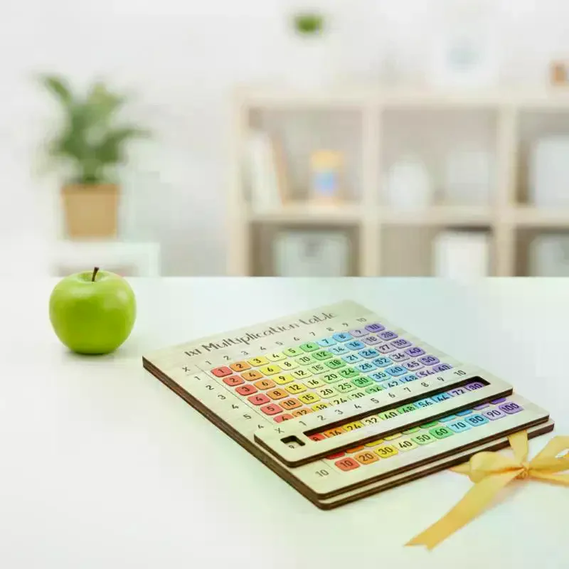 Multiplication Table Wooden Board Set — Natural Wood Learning Boards for Math Class & Back-To-School Gifts