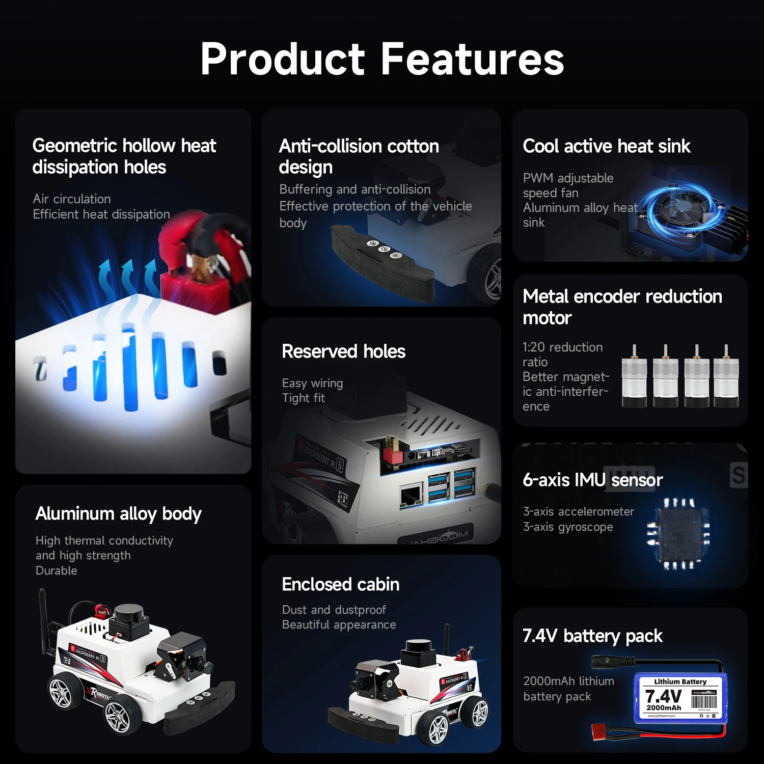 Raspberry Pi 5 Car ROS2 Educational Robot Kit with MS200 TOF Lidar Support SLAM Mapping Navigation AI Visual Recognition Python3