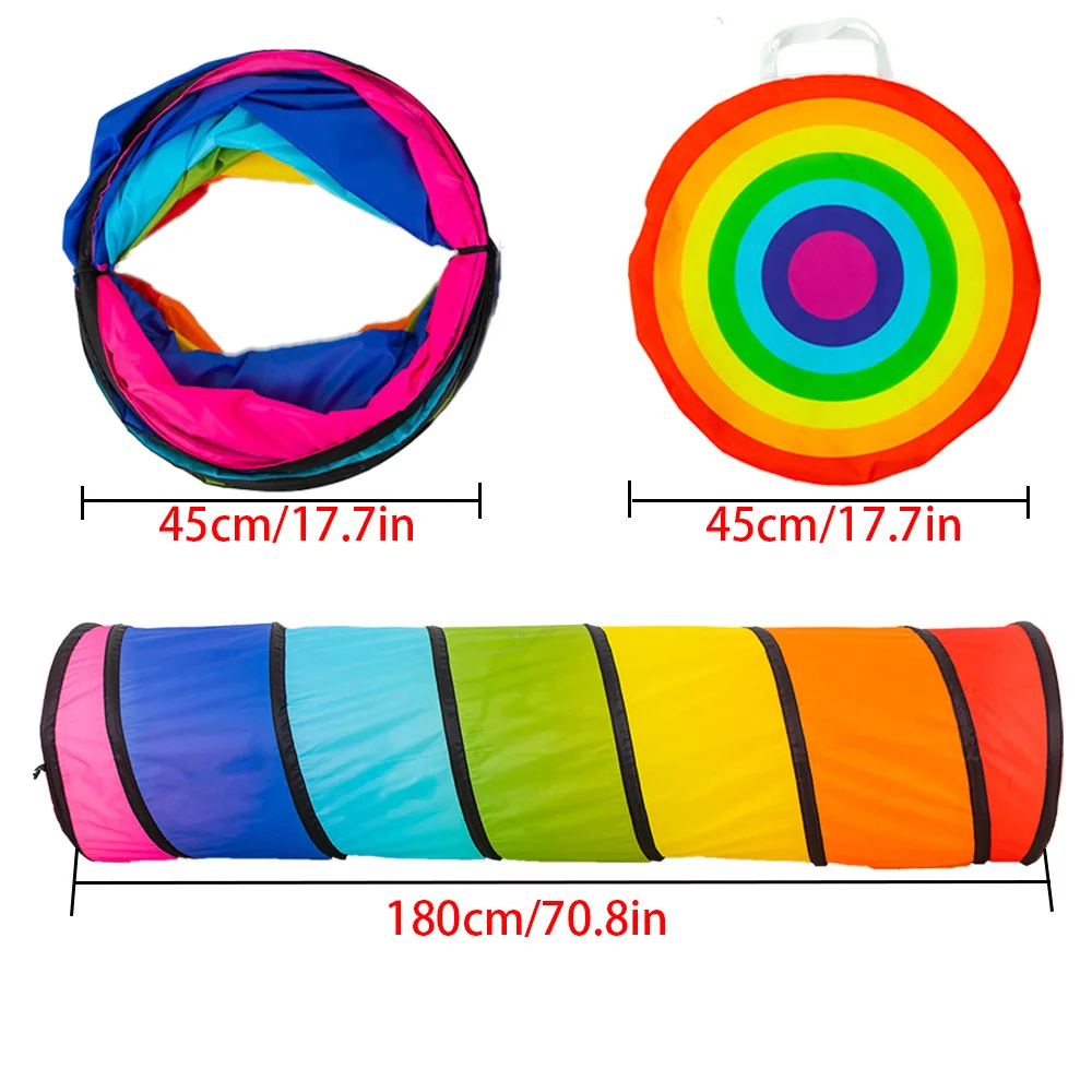 Foldable Rainbow Children\'s Tent Crawling Tunnel Play House Indoor Toy Tube Baby Crawling Games Tent Kids Little House Tipi Tent