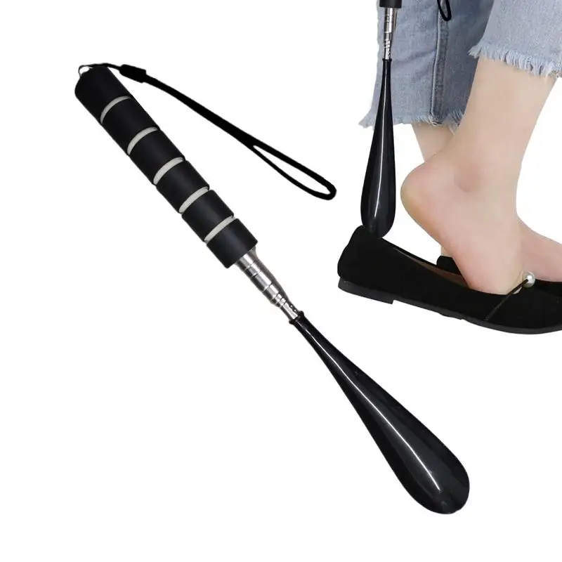 Retractable Shoehorn Lazy Shoe Helper Long Handle Alloy Shoes Lifter Non-slip Shoe Horn Adjustable Seniors Shoe Spoon accessory