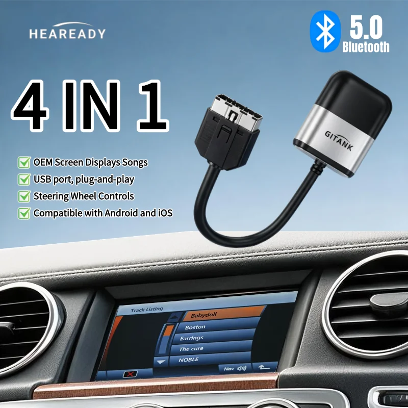 iPod Port Compatible with Land Rover, Range Rover, Discovery 4, and Jaguar Models; Bluetooth Adapter with AptX-HD Support