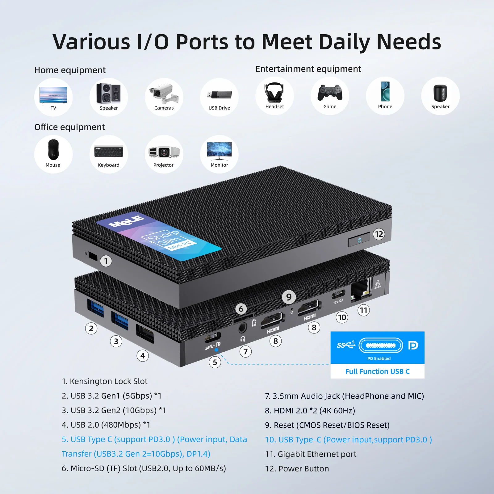 MeLE Mini PC Quieter 4C 12th Gen N100، كمبيوتر بدون مروحة، ذاكرة وصول عشوائي 16 جيجابايت، 512 جيجابايت، كمبيوتر ألعاب Win 11 Proll USB Type C 4K Three Display