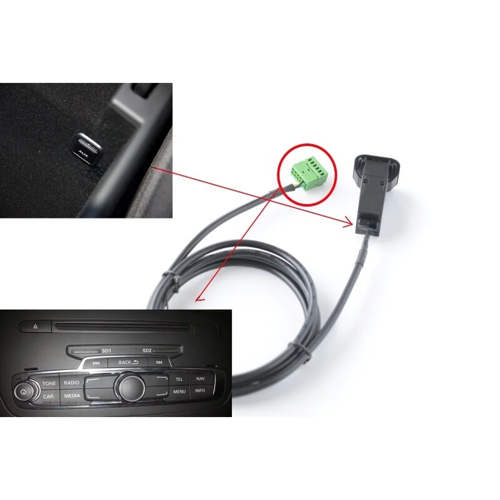 

8J0035475 Car AUX IN Socket 12PIN To AUX IN Input Center Console/Armrest Box Parts For A1 For RS5 RS7 Car Original Accessories