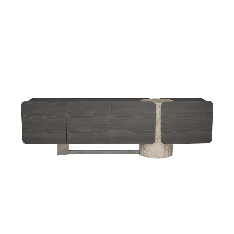 High-end light luxury solid wood locker, luxury home design, creative wall marble side cabinet