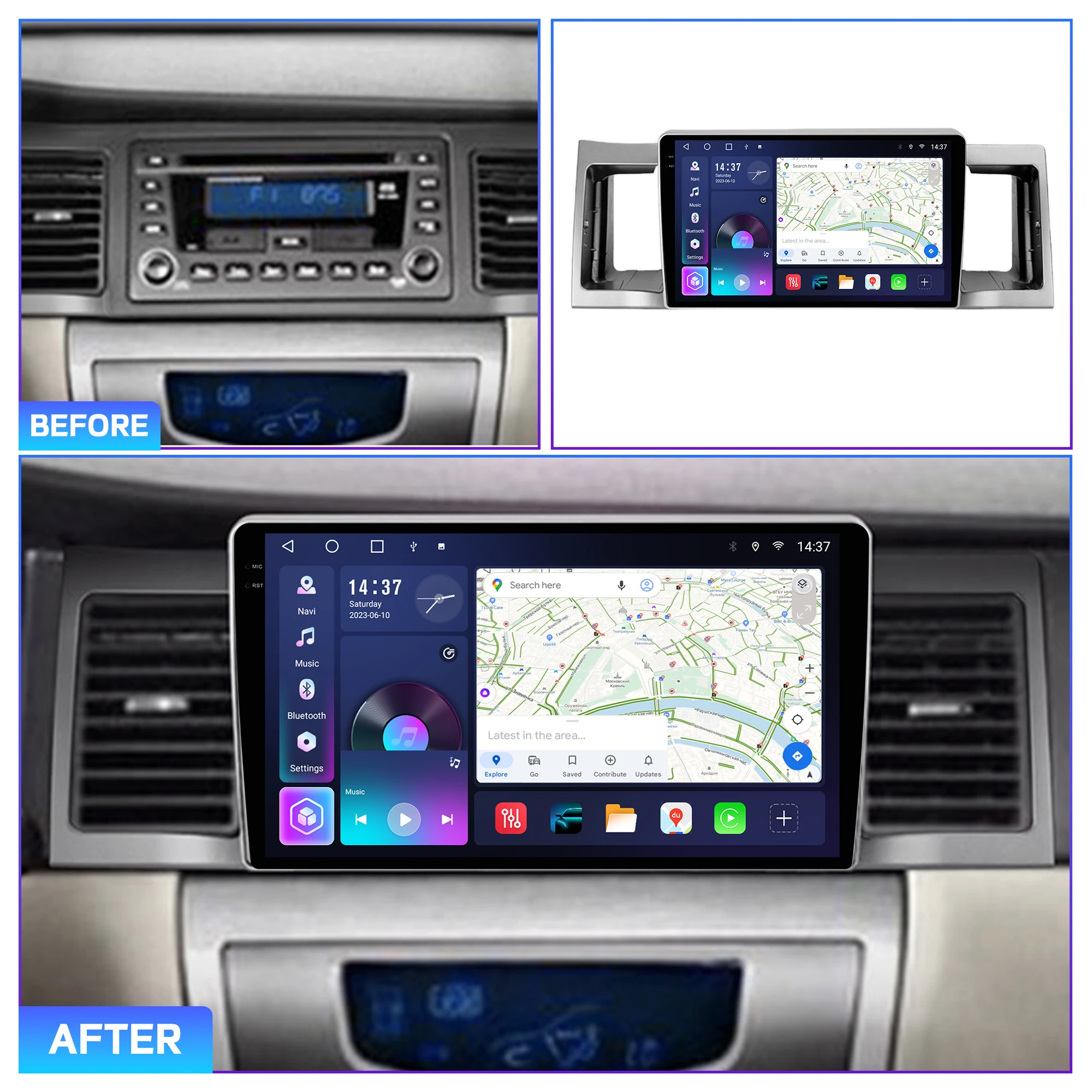 Penhui Android Car DVD Player 2 Din for Geely SC7 2011 - 2015 Multimedia Screen with DSP, Bluetooth, Audio & CarPlay