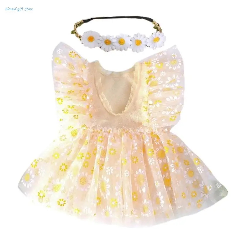 Sleeveless Dress Hairband Set Baby Photoshooting Costume Photo Posing Props Newborn Photography Suit Accessories