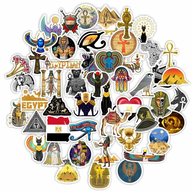 

10/30/50pcs Retro Egyptian Pyramid Pharaoh Mummy Cartoon Sticker Creative Art Aeshtetic Kids Toys Funny Diy Phone Decal Stickers