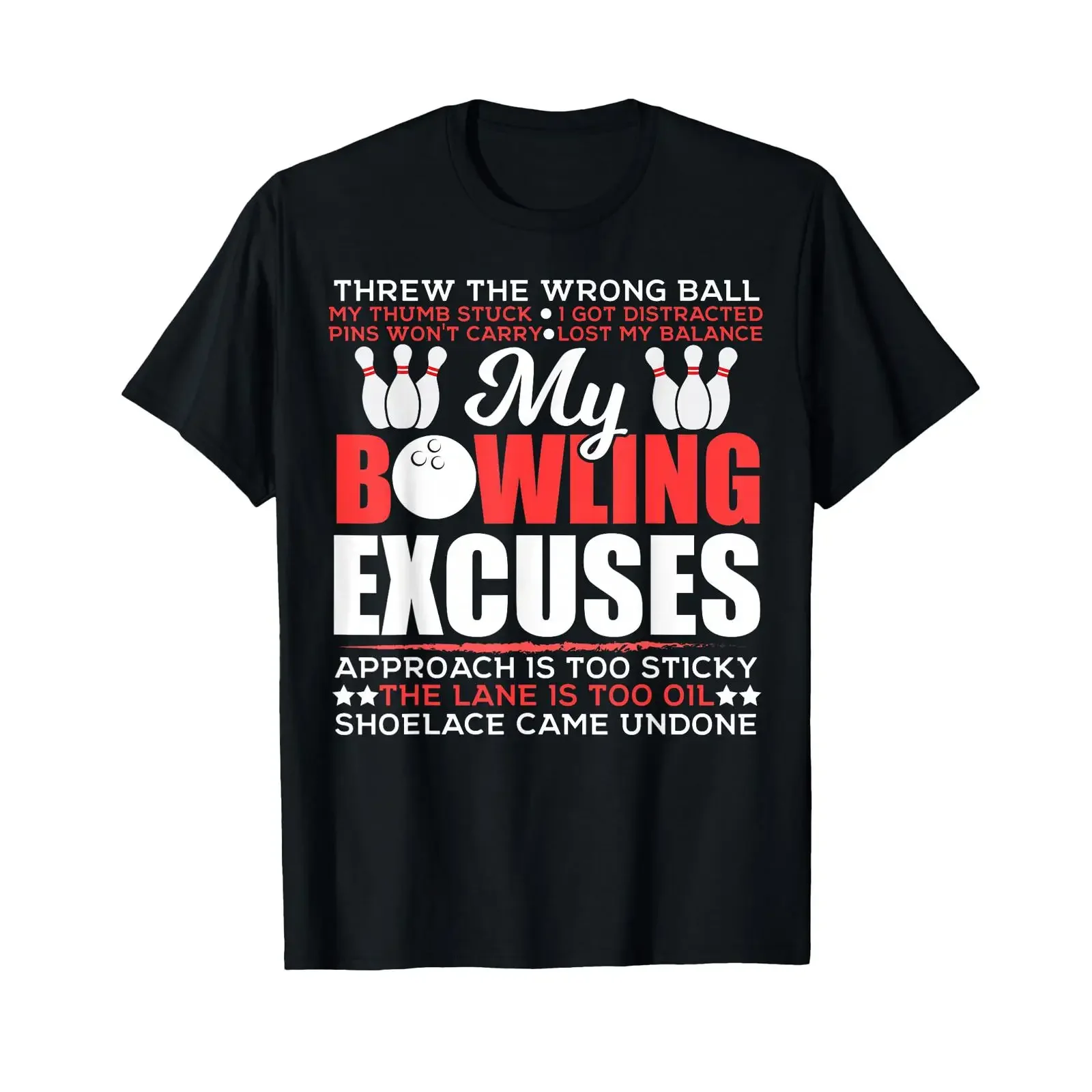 My Bowling Excuses Funny Pin Club T Shirt vintage Washed Comfortable Slightly Breathable fashion Casual Soft homme Unisex
