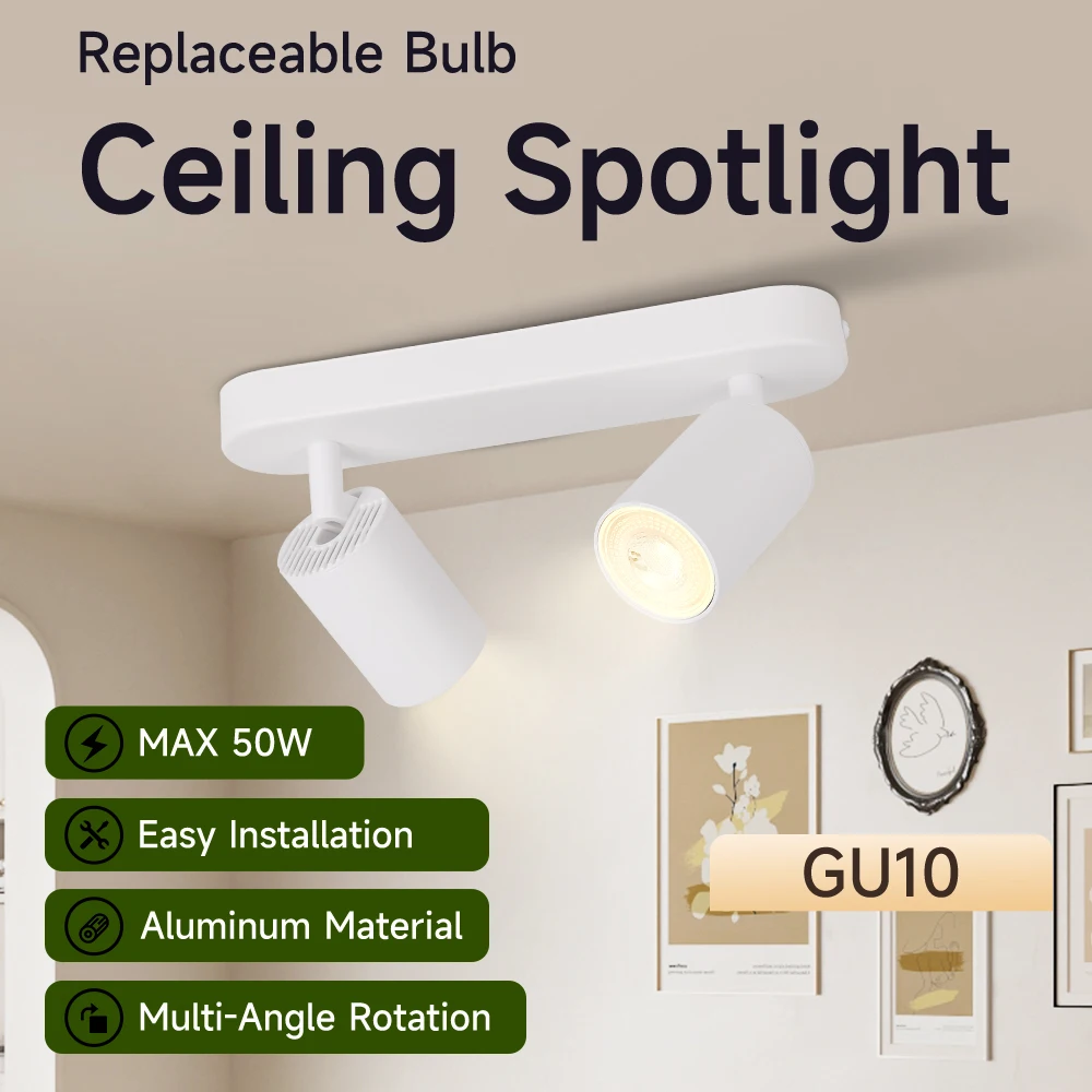 GU10 Ceiling Spotlights Replaceable Bulb Track Light 110V 220V Modern LED Downlights for Bedroom Kitchen Living Room Lighting
