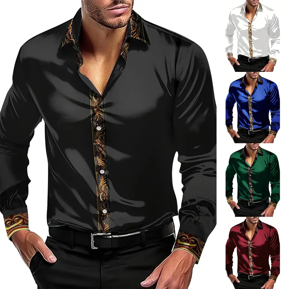 Elegant Shirt Long Sleeve Shirt Blue Regular Length Long Sleeve Multiple Colors Multiple Sizes Polyester Fabric