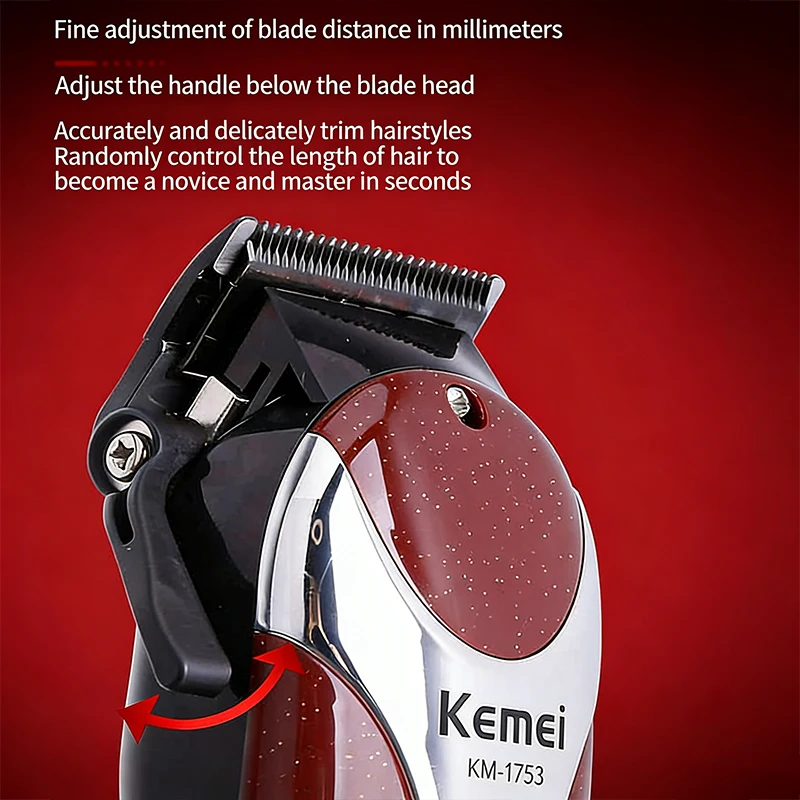 Kemei KM-1753  Electric Hair Clipper Rechargeable Hair Trimmer LCD Display Hairdresser Professional Cutting Machine