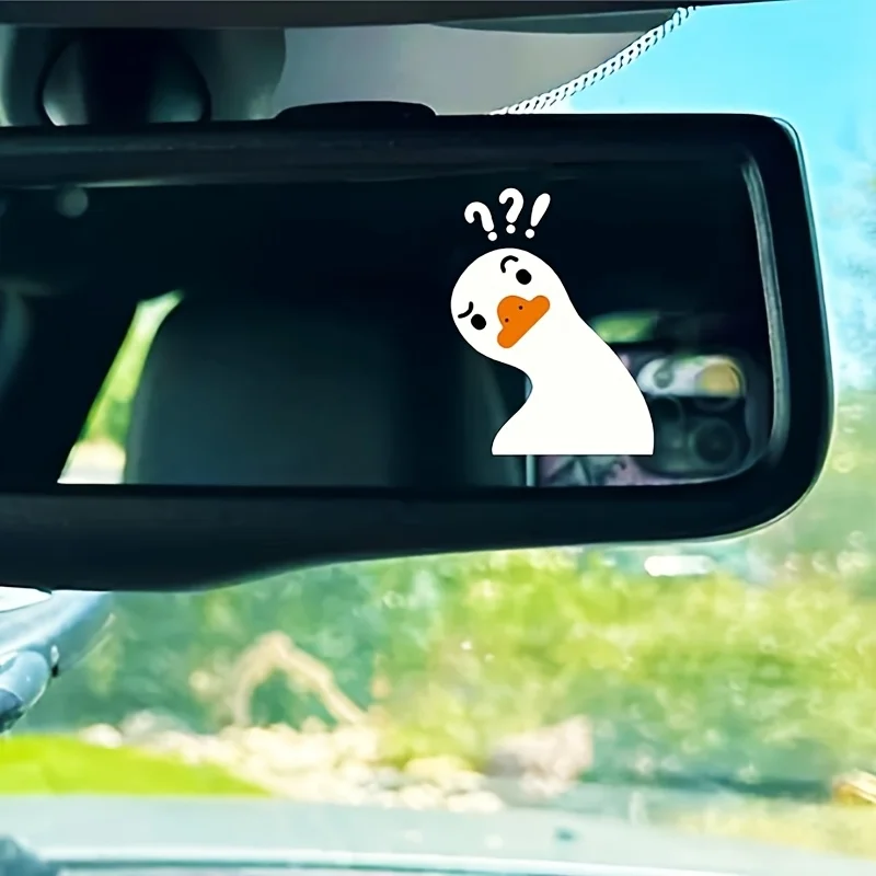 2pcs Cute Confused Duck Cartoon Vinyl Sticker Funny Peeking Waterproof Decal For Car Sun Visor Window Motorcycle Laptop Decor