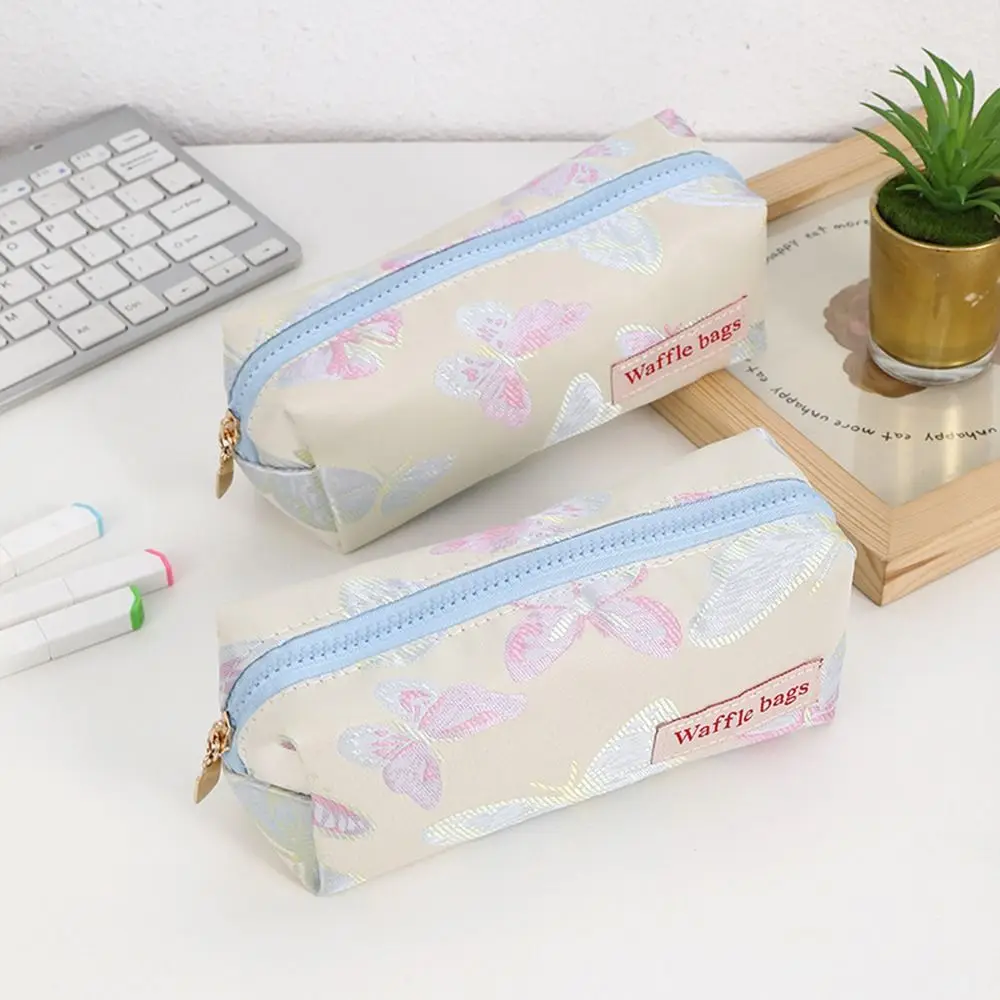 Astuccio per matite a forma di farfalla con piccoli fiori alla moda, scatola per cancelleria di grande capacità, borsa per cosmetici per forniture per ufficio scolastico