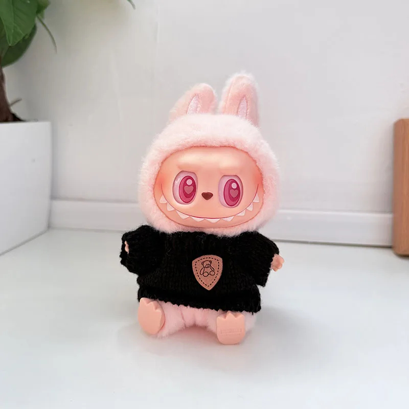 17CM Pendant Labubu Doll 1st 2nd and 3rd Generation Keychain Labubu Clothes Pendant Labubu Doll Clothes Bear Brand Sweater Set