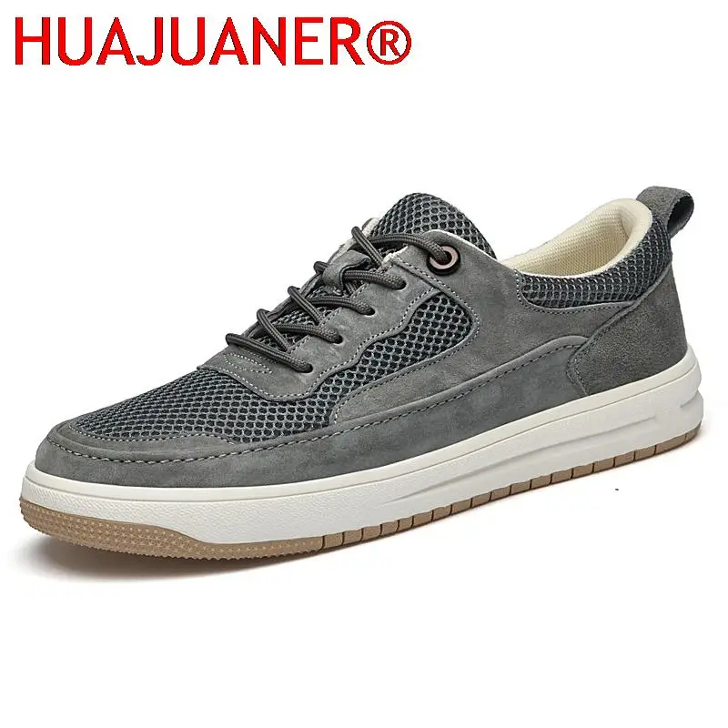 

Leisure Walk Male Walking Breathable Outdoor School Flats Shoes Men's Leather Casual Lace Up Round Toe Climbing Shoes
