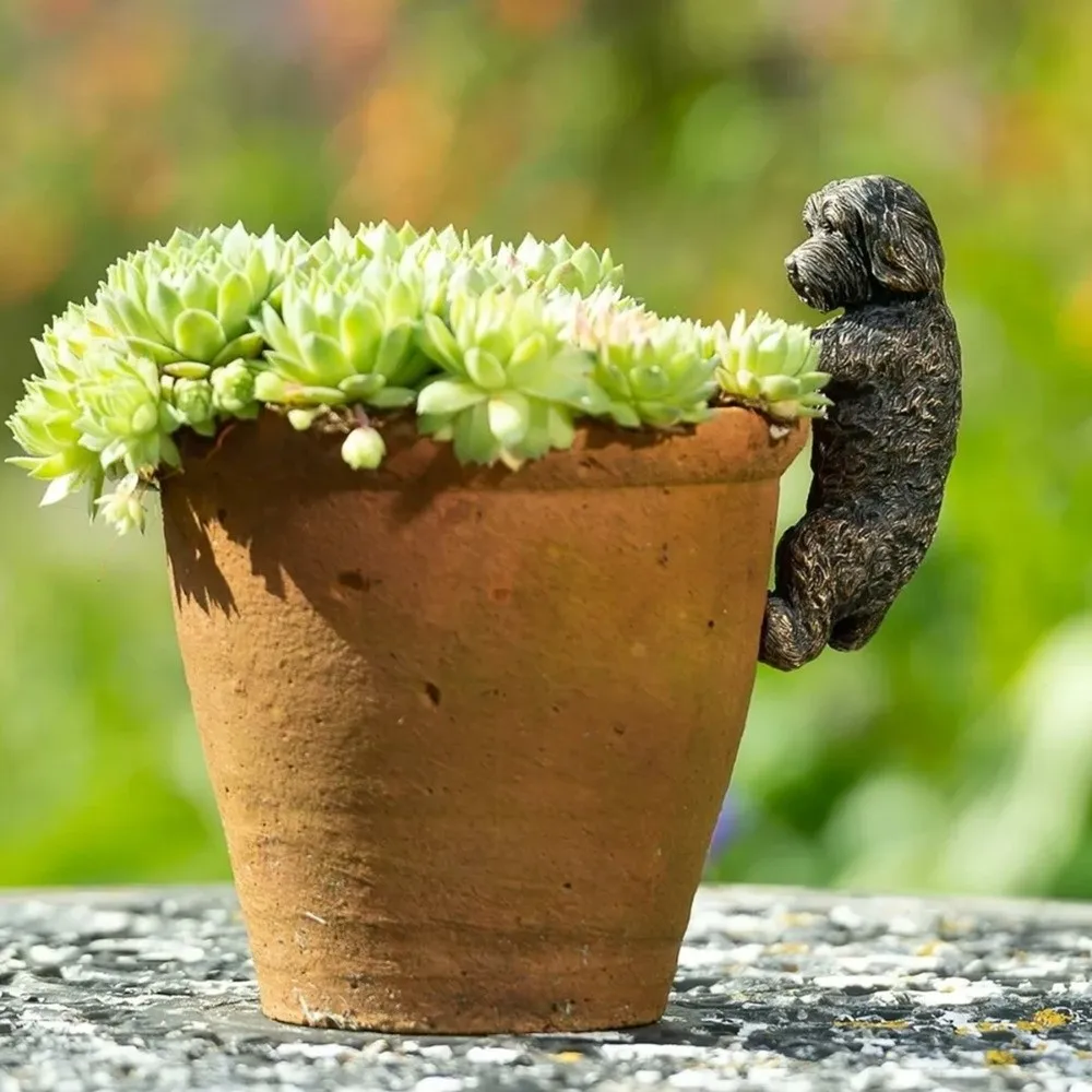 Potted Plant Partner Bronze Gecko Garden Decoration Hanging Decor Dog Puppy Resin Ornament Pot Buddies Gecko Garden Figurine