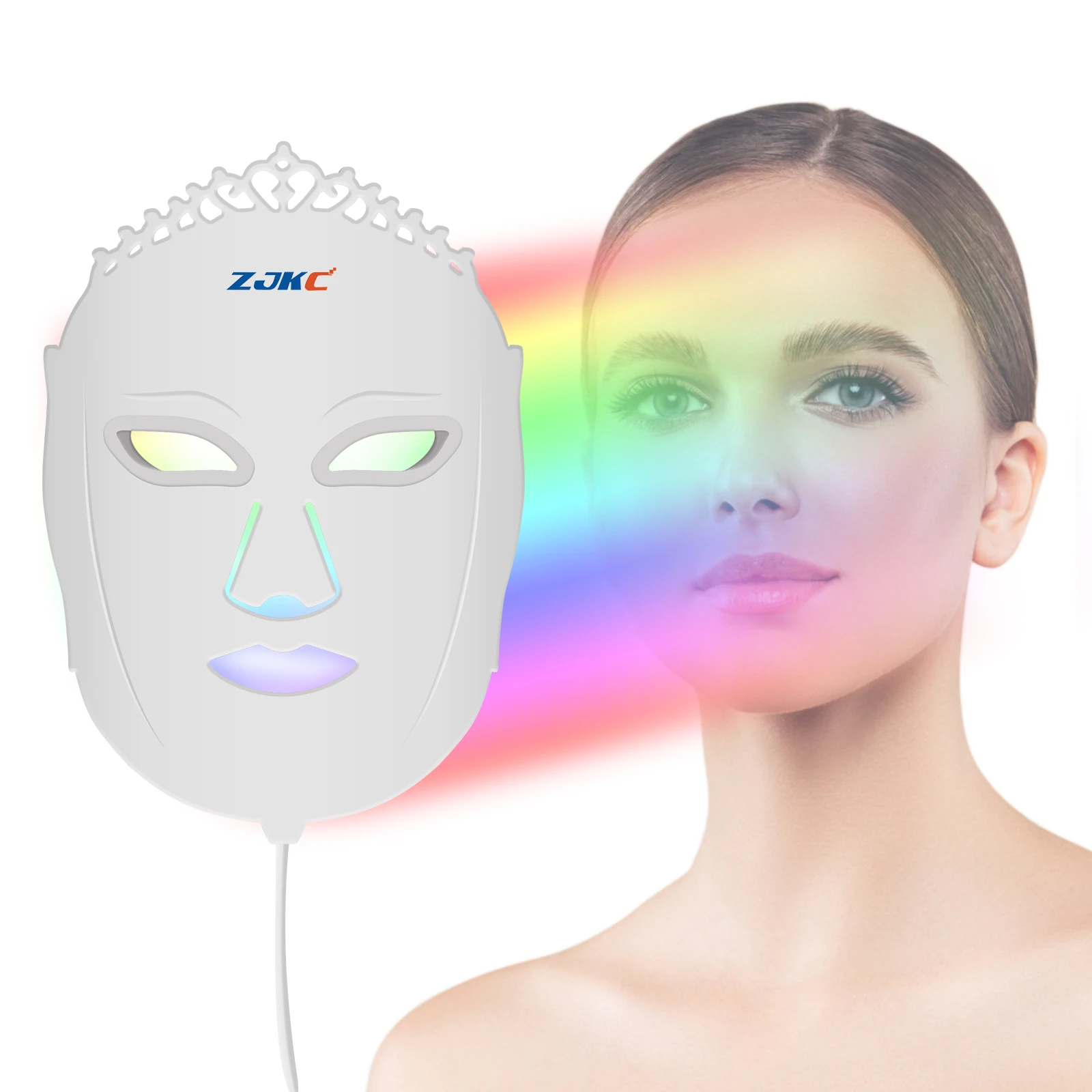 LED Infravermelho Rosto Vermelho e Pescoço Máscara Leve, Grau Médico, Quatro Níveis de Potência, 2 Modos, Luz Azul para Pele Acne