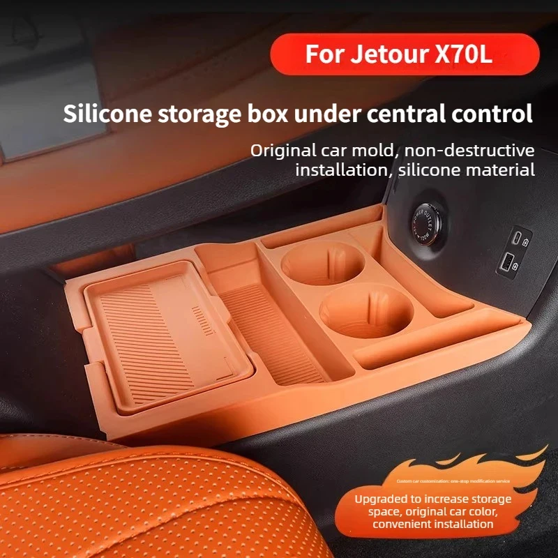 Silicone Storage Box for Jetour X70L Center Console Lower Compartment - Non-Slip Organizer Pad Interior Modification Accessories