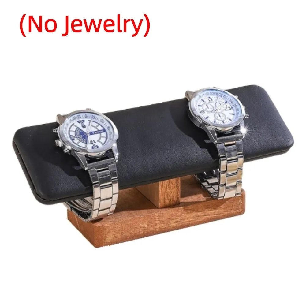 Wooden Jewelry Display Rack Space Saving Single Layer Bangles Holder T-bar Velvet Watch Storage Rack Counter Display