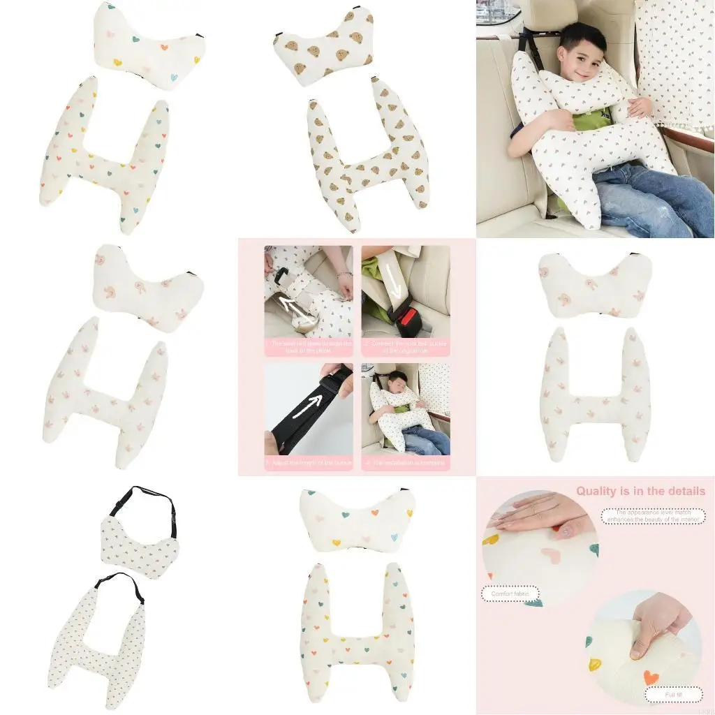 وسادة سفر مطبوعة على شكل حرف H وسادة نوم للسيارة وسادة داعمة للرأس وسادة نوم آمنة للأطفال L8RB #1