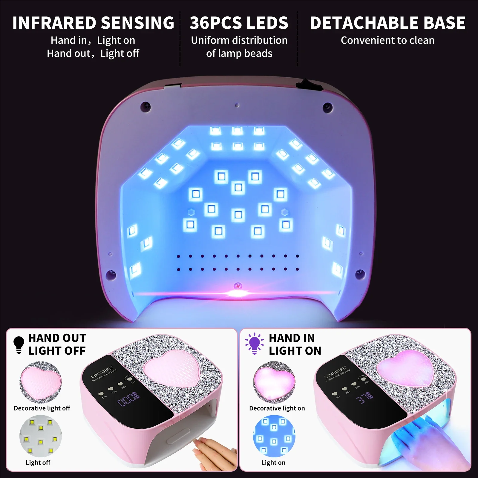 Hot Wireless UV LED Nail Lamp Dryer Tool With 36LEDS Rechargable UV Lamp For Nails UV Gel Polish Acrylic Drying Equipment