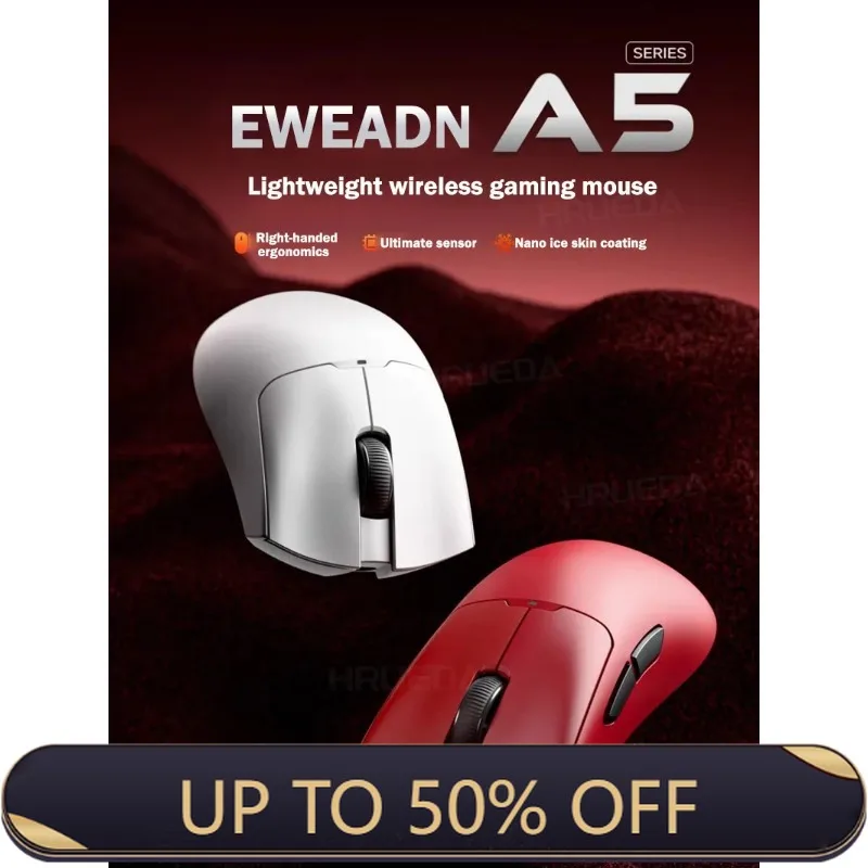 

EWEADN A5 Pro Ultra Wireless Lightweight E-sports Mouse Ergonomic Tri-mode PAW3395/3311 22K/26K DPI Low Latency Gaming Mouse