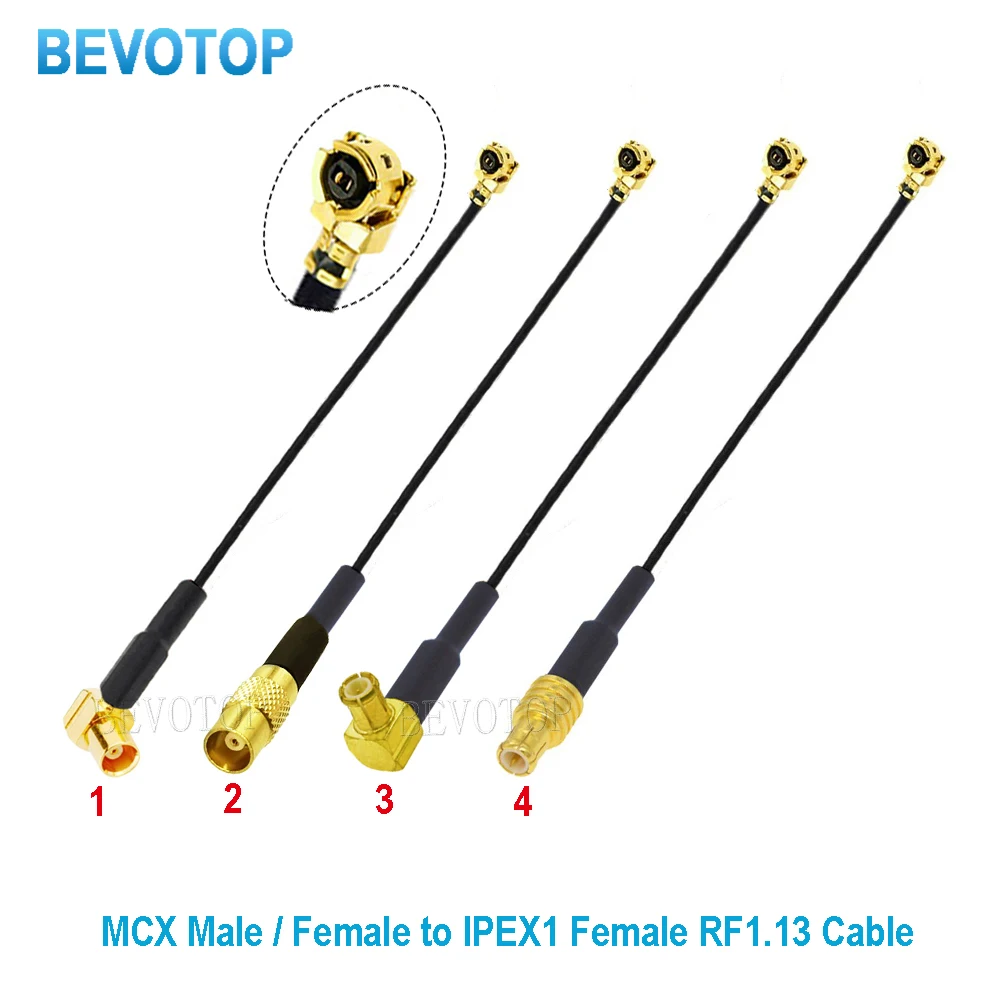 10PCS MCX Connector to uFL/IPX1/IPX-Compatible Female Φ1.13/Φ1.37/RG178 Cable Extension Pigtail IPX-MCX WiFi Antenna RF Jumper