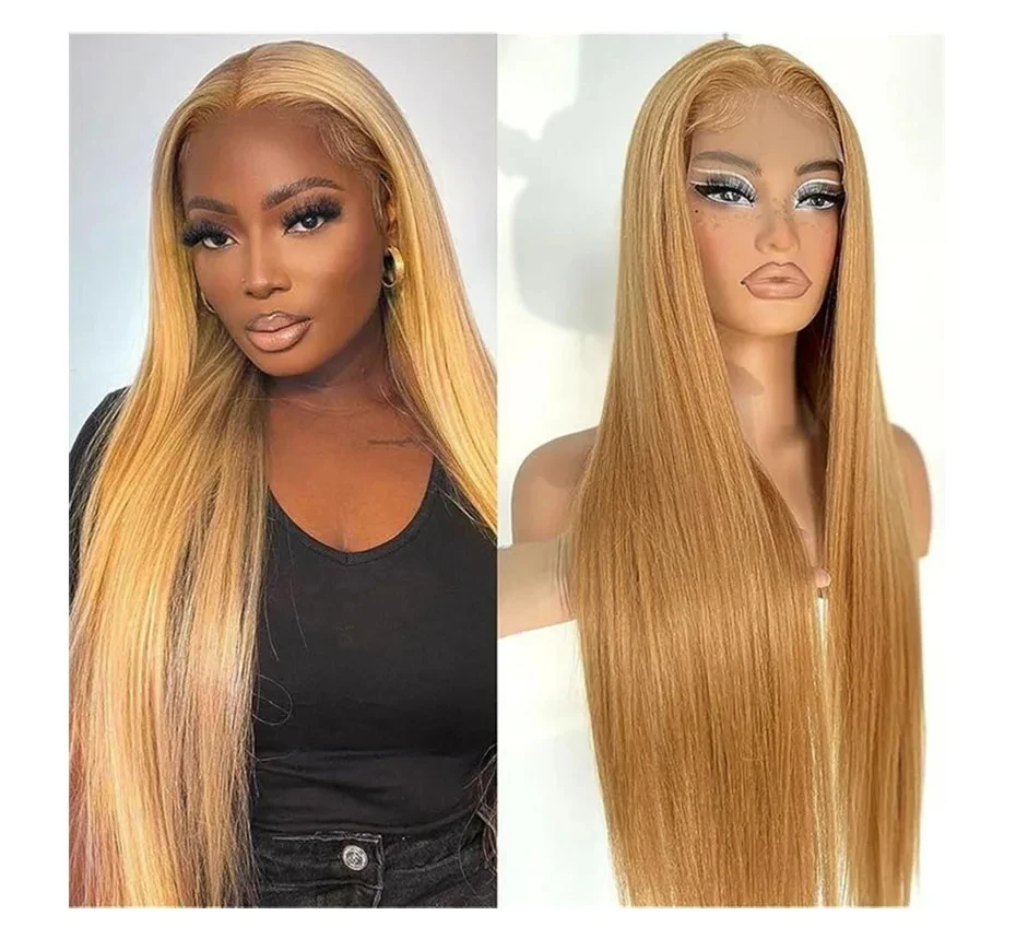 Varlea 34 Inch Honey Blonde Wig Human Hair Straight Hd Lace Frontal Wig 13x6 13x4 Lace Frontal Blonde Wig For Women Brazilian image 2