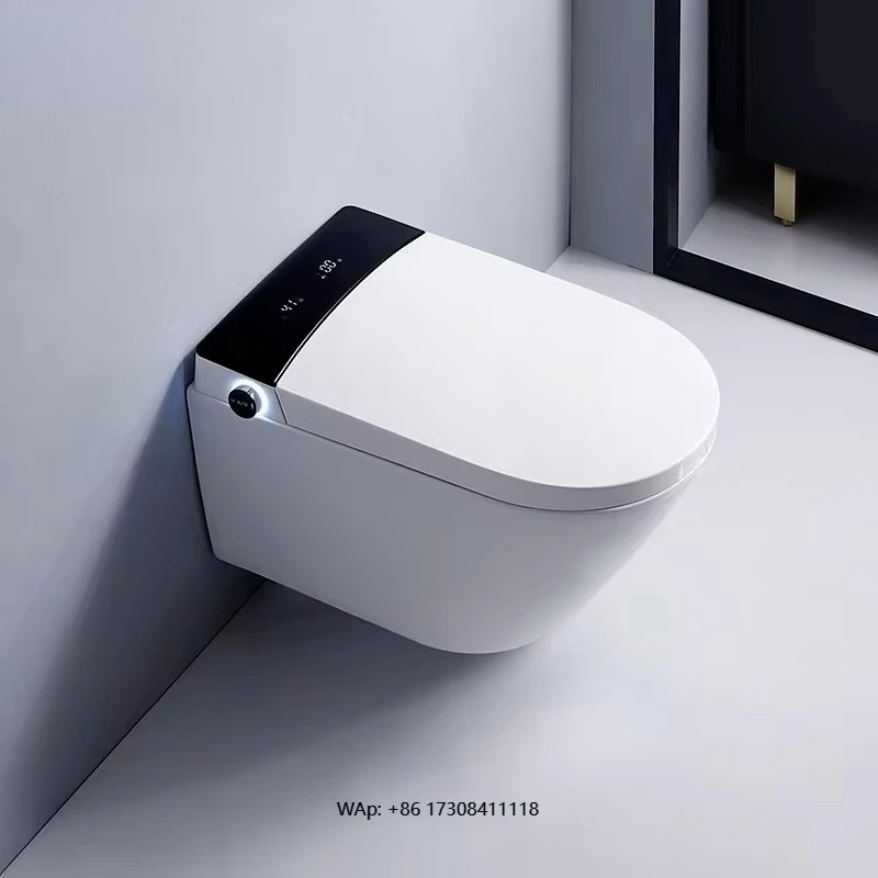 

Smart Wall-Mounted Automatic Bidet Toilet Auto Flush Bathroom Ceramic WC with Round Bowl Remote Control Watermark Feature