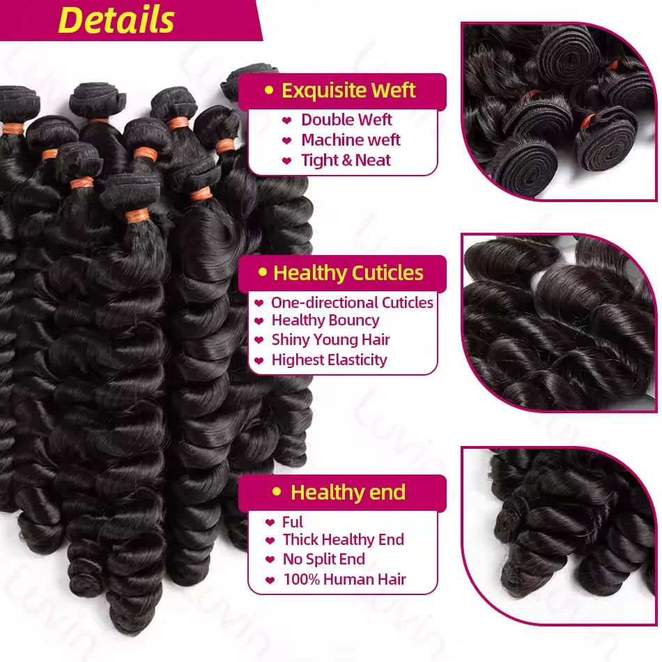 Mechones de ondas sueltas 16A, 30, 36 pulgadas, extensiones de cabello humano 100% virgen indio sin procesar, extensiones de ondas profundas, 3/4/5 mechones para mujeres