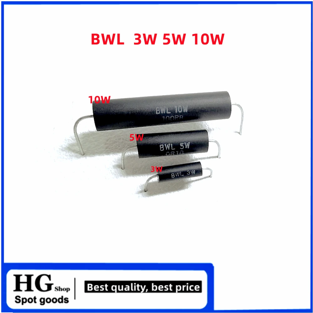 2ชิ้น bwl 3W 5W 10W ความต้านทานต่ำที่อุณหภูมิต่ำตัวต้านทานแบบขดลวดที่มีความแม่นยำตัวต้านทานแบบ R005 R01ที่ R5ถึง20K