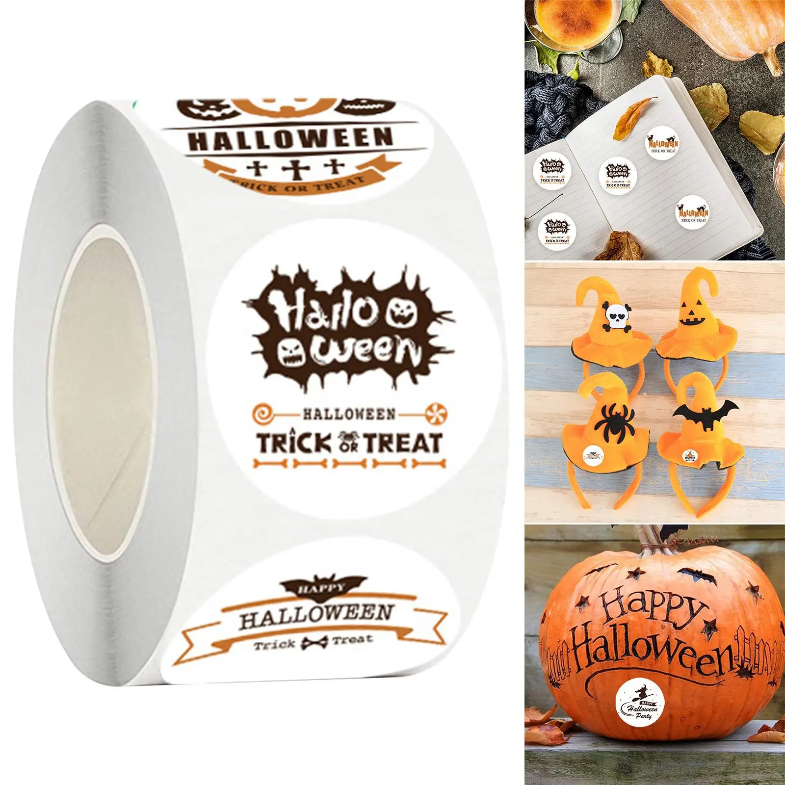 500Pcs Halloween Round Stickers, Self Accessories 1.5inch Box Sticker for Party Holiday Teachers Kids Seal Decoration