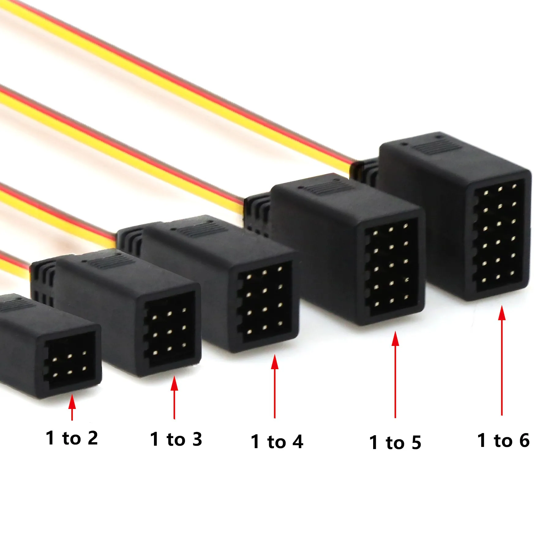 RC JR Style Servo Splitter 1 Male to 2-6 Female Y Harness Leads Y Splitter Cable Lead Wire 350mm for RC Cars Airplane Helicopter