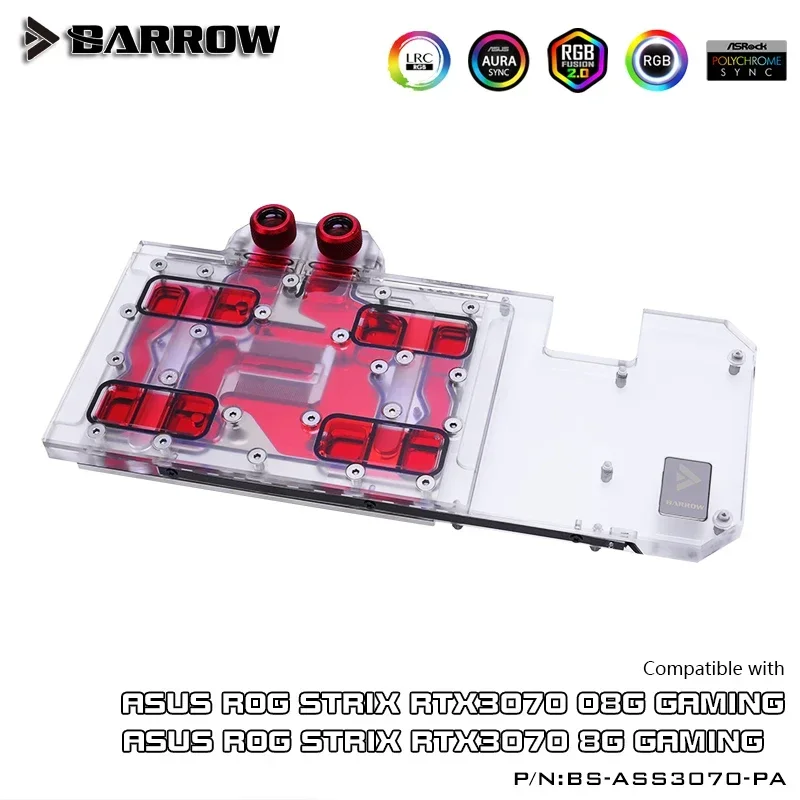 Barrow GPU Water Block For ASUS ROG STRIX RTX 3070 08G /8G GAMING, 5V ARGB 3PIN Motherboard AURA SYNC