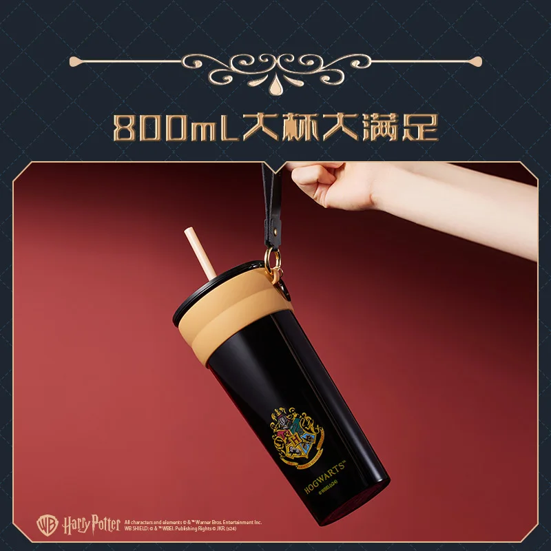 800MLMINISO HarryS PotterS Hogwarts School Straw Cup 304 Stainless Steel Water Cup Large Capacity Thermos Cup Birthday Gift