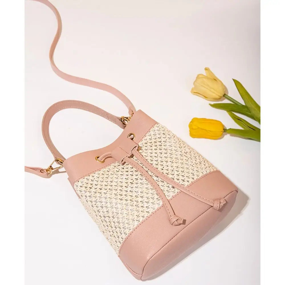 

Модная сумка-ведро из искусственной кожи, черная, белая, красная, в стиле бохо, сумка-ведро на шнурке, женские сумки на плечо