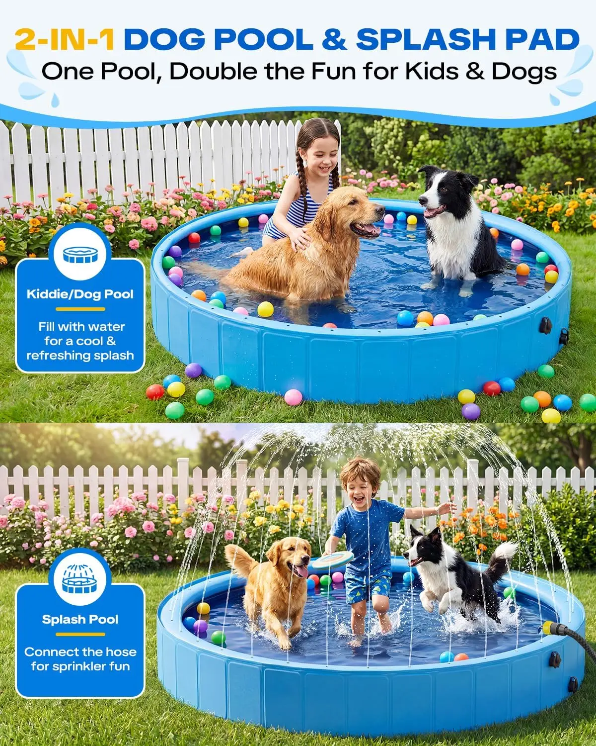 Splash Pad PVC Material Large Size Heavy Duty Foldable Portable With Sprinkler Summer Blue