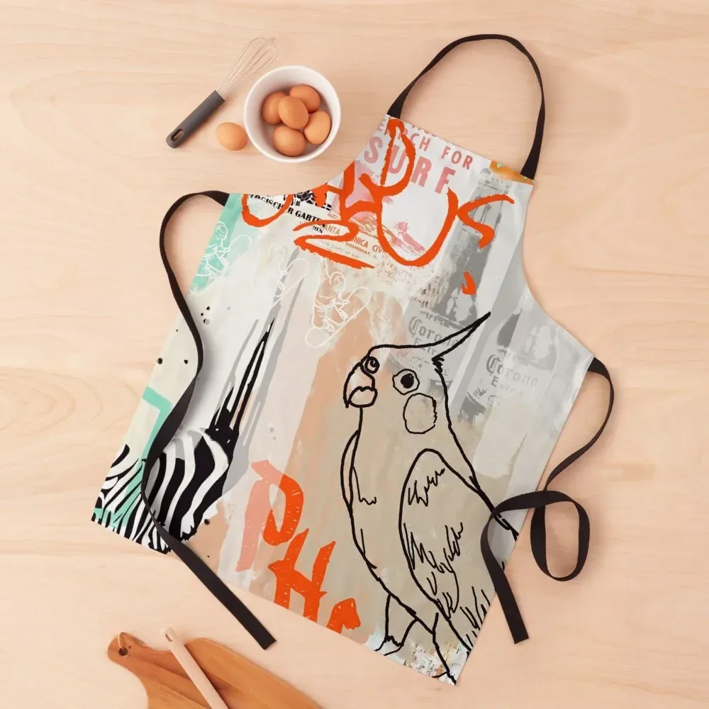 Cockatiel Collage Art Apron For Nail Stylist Kitchen Things And For Home Cooking Clothes Apron