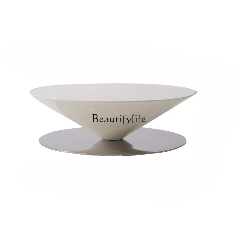 

Italian Minimalist Coffee Table round Small Apartment Living Room Cream Style Silent Style