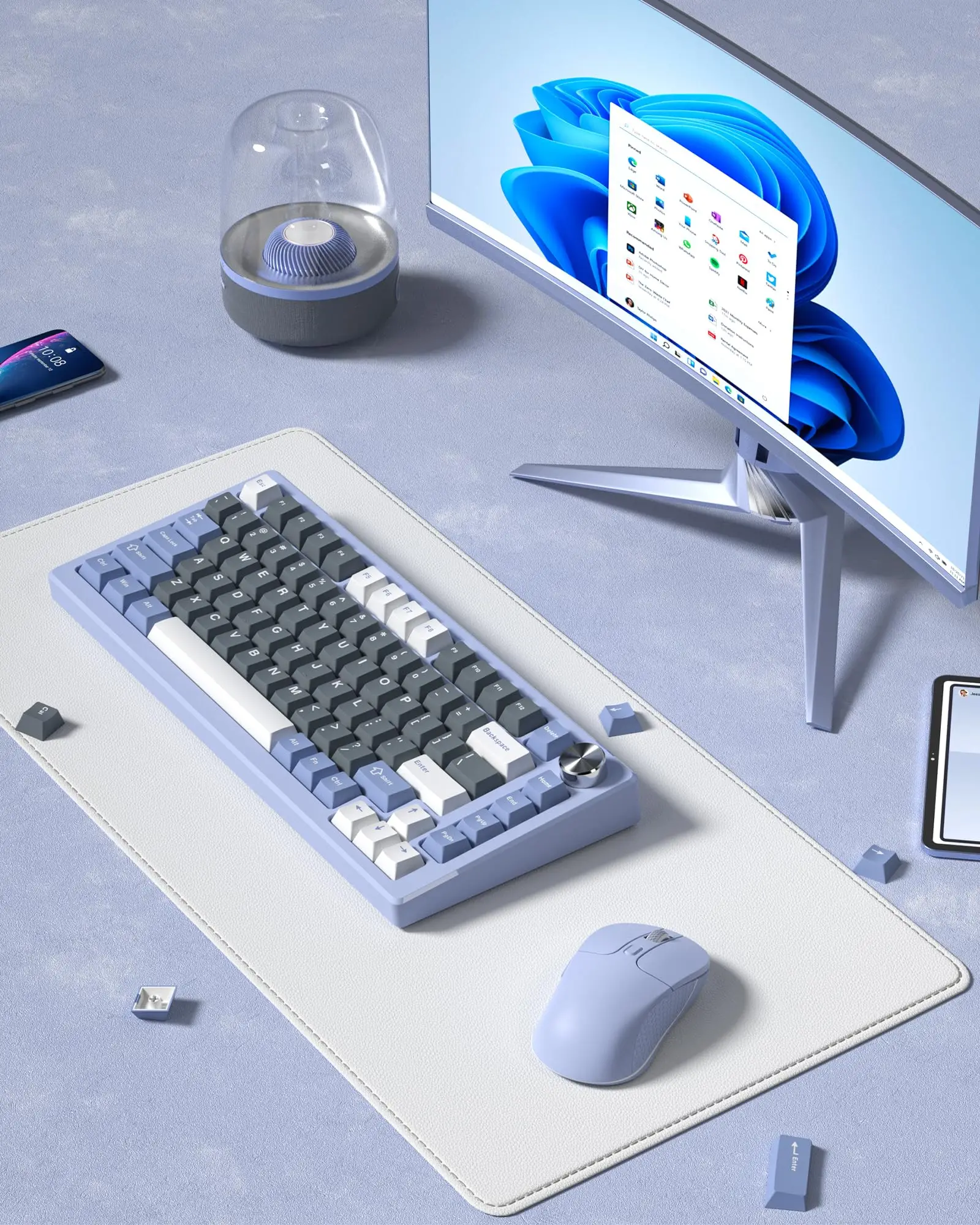 138 Keys Grey Purple PBT Keycaps Cherry Profile Double Shot for Mechanical Gamer Keyboard For GK61 Anne Pro 2 Gateron Switches
