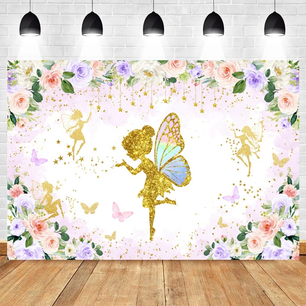 Flower Butterfly Backdrop Princess Girls Newborn Baby Shower Birthday Party Cake Smash Photography Background Decor Photo Studio