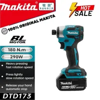 18V  Makita DTD173 Blue 1800RPM Cordless Impact Driver 180N.m Brushless Motor Electric Drill Wood/Bolt/T-Mode For Makita Battery